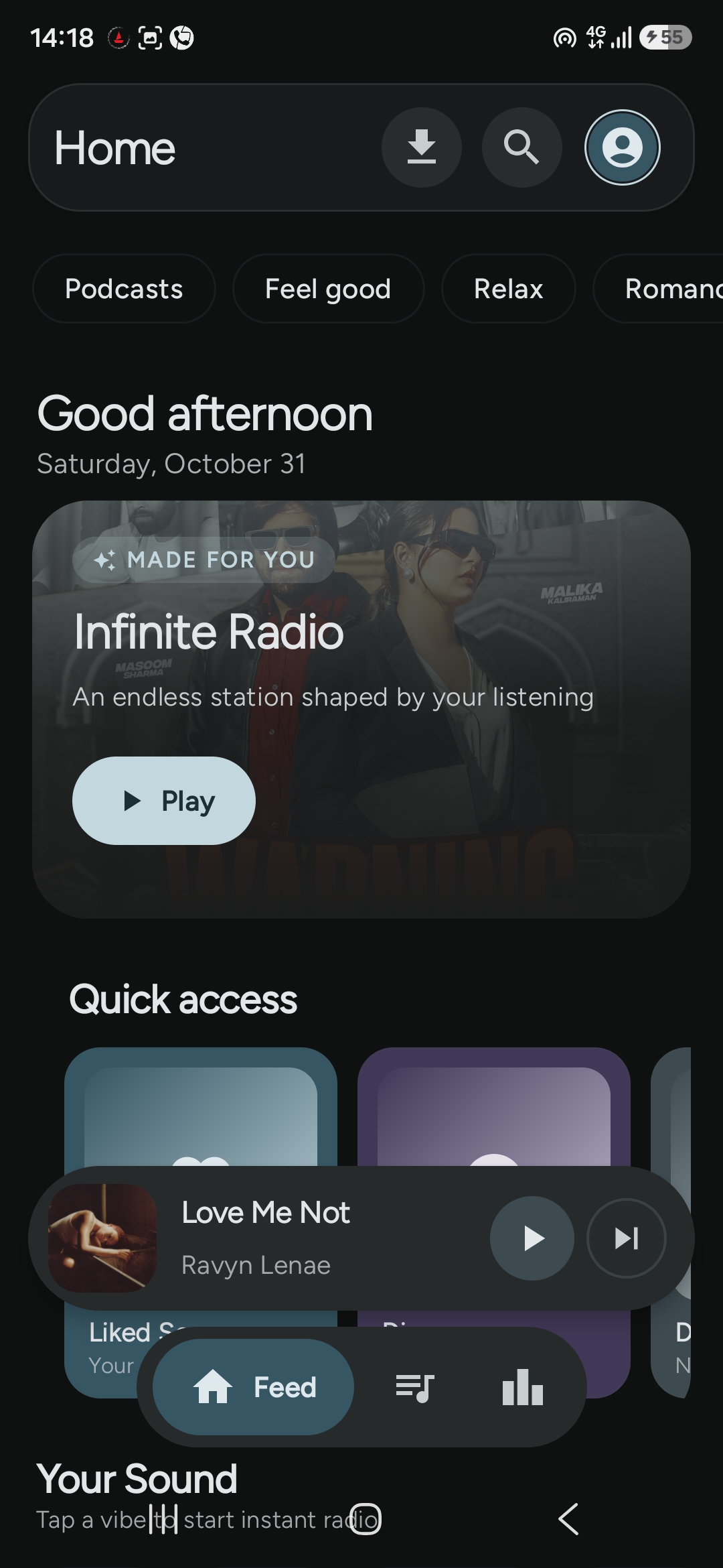 KatMusic home screen